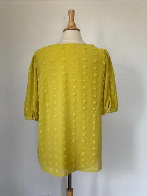 Kori Chartreuse Swiss Dot Short Sleeve Blouse thumbnail 5