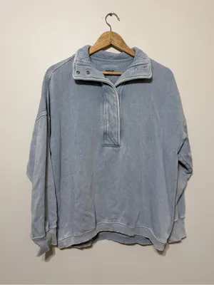 Aerie Getaway Quarter Snap Sweatshirt Size Small Blue thumbnail 2