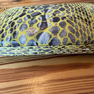 Tory Burch Handbag RARE Clutch Yellow Hard-side Leather Animal Print Chain Strap thumbnail 15