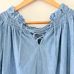 J.Crew Re-Imagined denim flowy dress with a gathered neckline Size S‎ thumbnail 7