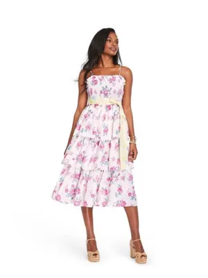 LoveShackFancy x Target Elise Floral Smocked Tiered Midi Dress XL thumbnail 2