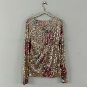 NWT Free People Intimately Gold Rush Champagne Combo Printed‎ Sequin Long Sleeve thumbnail 5