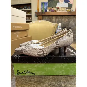 Sam Edelman Womens Dori Pumps US Size 6 Taupe Snake Print Leather NIB thumbnail 3