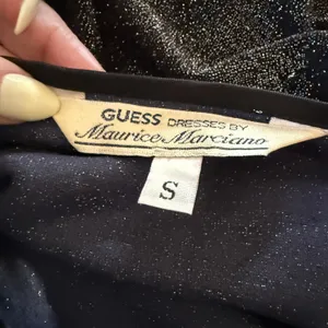 80s Guess by Maurice Marciano One Shoulder Mini Dress Black Gold Sparkles Small thumbnail 5