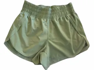 YOGASMOGA Womens Mesh Trim Active Lined Athletic Shorts Olive Green thumbnail 1