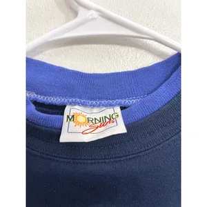 Vintage 90s Morning Sun Blue Grandma‎ Sweater Artsy Graphic Leaves Nature Size S thumbnail 3