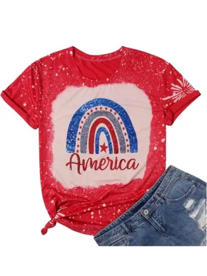 Rainbow American Flag Shirt Patriotic Shirt 4th of July Memorial Day Tshirt thumbnail 3
