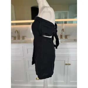 Free People Free-Est Romper Skort Womens Medium Black Tie Back Open Back Boho thumbnail 10