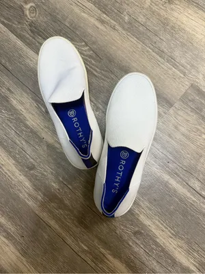 Rothy's Women’s White Slip-On Loafers with Navy Insole thumbnail 5