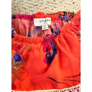 Floral Off Shoulder Maxi Dress Coral Orange Boho Resort Lace Trim Medium Umgee thumbnail 3