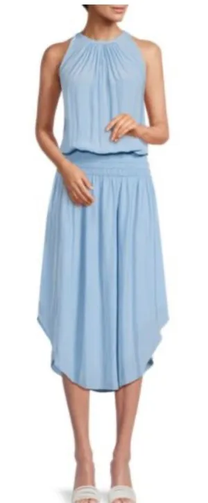 Ramy Brook Audrey Blouson Midi Dress Sz XS Turquoise Satin Sleeveless‎ thumbnail 1