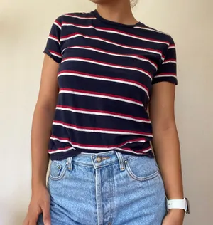 Brandy Melville Jamie Striped Tee in Navy thumbnail 1