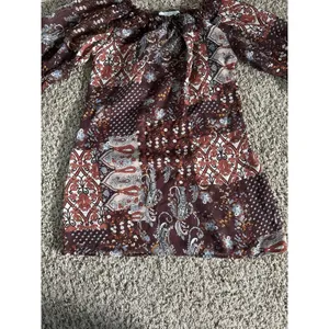 VTG Charlotte Russe Women's Boho Brown Print Sheer‎ Quarter Sleeve Dress Size S thumbnail 4