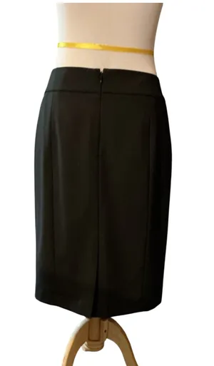 Calvin Klein Black Pencil Skirt Size 12 - Classic Back Slit Workwear thumbnail 1