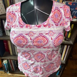 Lucky Brand M southwest colorful basic T-shirt thumbnail 1