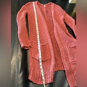 FREE PEOPLE Sz S SIMPLY SIENA OPEN FRONT CARDIGAN SWEATER ROSE PINK thumbnail 13