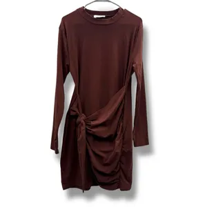 Showpo Marleen Wrap‎ Front Long Sleeve Bodycon Mini Dress in Dark Oak Sz 16 NEW thumbnail 2