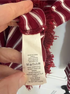 kate spade Burgundy & White Striped Long-Sleeve Top with Fringe thumbnail 4