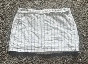 Abercrombie & Fitch White Mini Skort with Thin Gray Pinstripes thumbnail 1