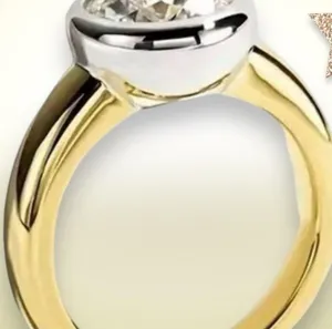 GRA Certified Moissanite 2 Carat Round Solitaire Ring Gold thumbnail 3