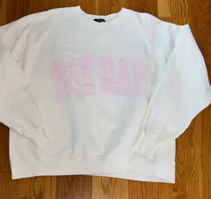 The Bar White Sweatshirt with Pink Lettering thumbnail 1