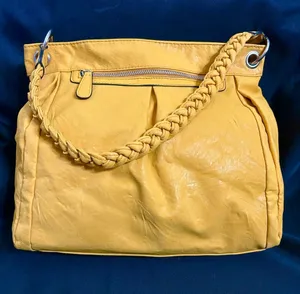 Bueno Women’s Mustard Yellow Braided Handle Women's Shoulder Bag Purse thumbnail 1