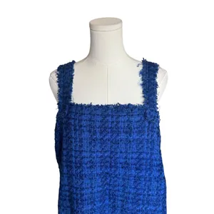Zara - NWT Blue Tweed Jeweled Mini Dress Pinafore Sz XL thumbnail 4