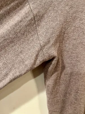 Shore Cotton Cashmere Light Brown Ribbed Mock Neck Knit Sweater - Size Medium thumbnail 3