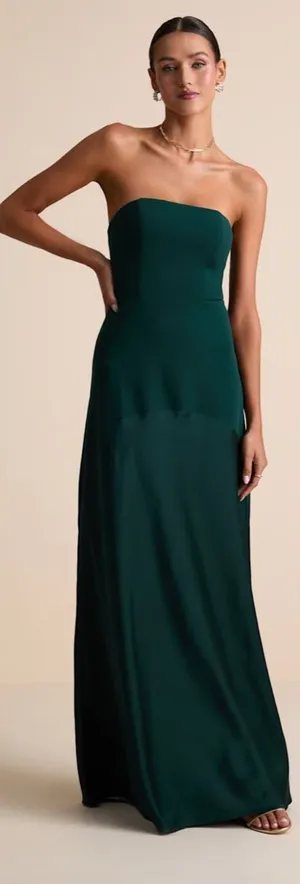 Lulus Compelling Style Emerald Strapless A-Line Maxi Dress Size Large NWT Formal thumbnail 1