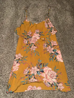 Billabong Floral Yellow Mustard Smocked Granny Dress thumbnail 1