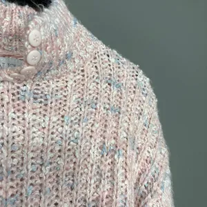 Nuovo Industriale Pink Chunky Knit Vintage Sweater - Size Medium - 1980's Pastel thumbnail 2