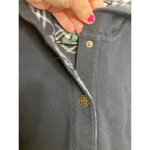 Lauren Ralph Lauren Hoodie Women L Navy Blue Excellent Button Front Plaid Hood thumbnail 5