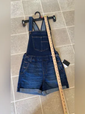 Celebrity Pink Dark Blue Denim Short Overalls thumbnail 4