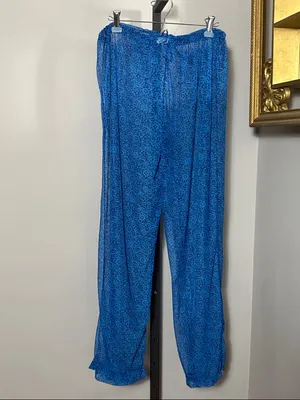 Kathy Ireland Medium Blue Drawstring Wide-Leg Lounge Pants Coverup thumbnail 2