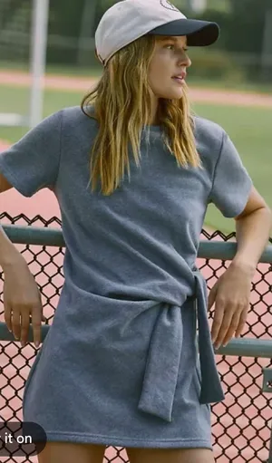Daily Practice by Anthropologie Side Tie Sweatshirt Dress Blue Gray XXS NEW thumbnail 1