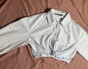 Zara Light Blue Striped Shirt thumbnail 1