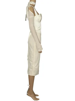 HOUSE OF CB Talika Corset Midi Dress, Ivory, XS thumbnail 7