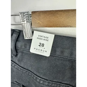 PacSun Denim Shorts 28 Black Vintage High Rise‎ Distressed Raw Hem Y2K Grunge thumbnail 5