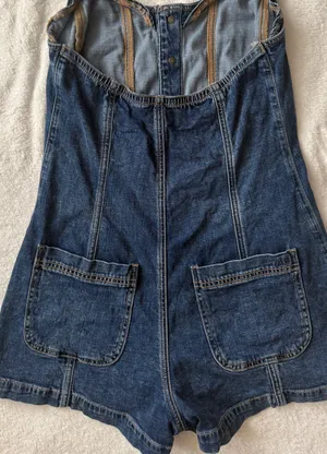 American Eagle Denim Overalls Halter Top Shorts S thumbnail 3