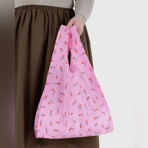 Standard BAGGU Reusable Tote Bag in Painted Wildflower Print Folds to 5x5” NWT thumbnail 2
