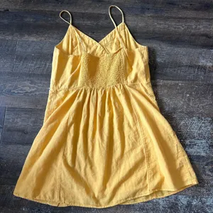 American Eagle Yellow Cotton Linen Smocked Back Mini‎ Dress XL 03873-1206-05U9A thumbnail 4