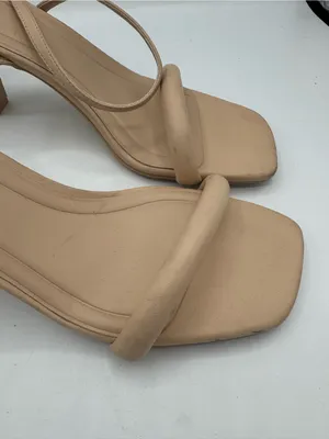 Open Edit Taytum Heel Sandals Womens 10 Nude Fair Ankle Strap Square Toe Minimal thumbnail 2