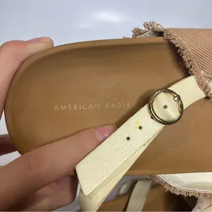 American Eagle patchwork criss‎ cross sandals white pink tan women’s size 9 thumbnail 9