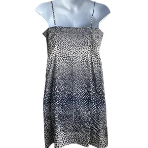 Ann Taylor LOFT Women Coastal Resort Polka Dot Dress 12 Navy Blue A-Line Classic thumbnail 3
