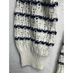 La Vie Rebecca Taylor Sweater Womens Small‎ White Navy Merino Striped nautical thumbnail 6
