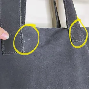 LOLA New York Black Suede Leather Large Tote Bag Purse thumbnail 11