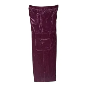 Women Purple Velvet Pants Size L Wide Leg Elastic Waist Lounge Pull-on thumbnail 9