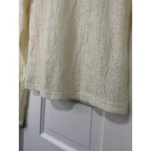 Commense Cream Lace Knit Long Sleeve Crew Neck Fuzzy Top NWOT thumbnail 10