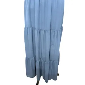 WAYF Talia Tiered Maxi Dress Strapless Smocked Stretchable Bodice Blue W M NWOT thumbnail 4