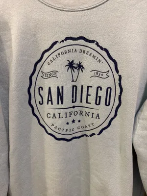 Comfort Colors Ocean Beach Company San Diego CA Logo Sweatshirt Light Blue thumbnail 3
